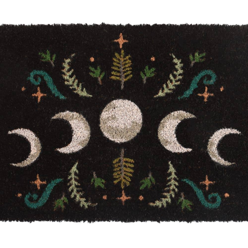 Door Mat - Black dark forest moon phase