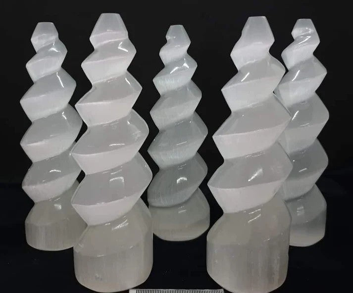 Selenite Spiral Tower Lamp