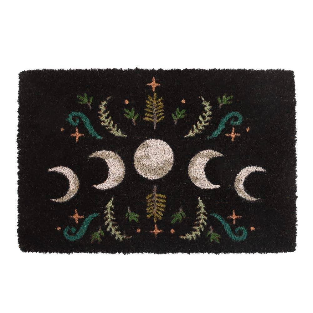 Door Mat - Black dark forest moon phase