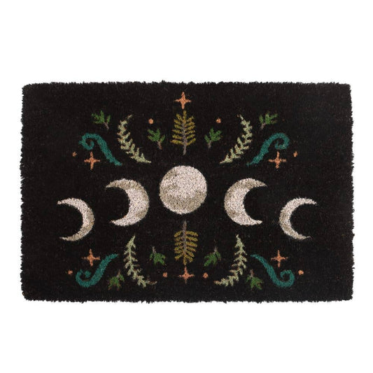 Door Mat - Black dark forest moon phase