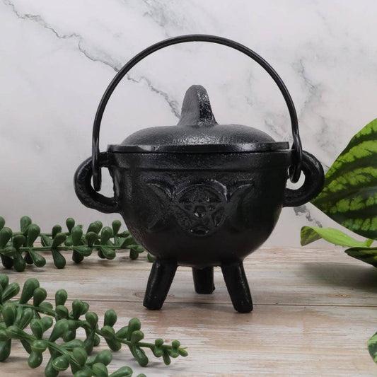 Cast Iron Triple Moon Pentacle Cauldron