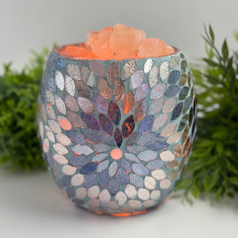 Mosaic Glass Vase Lamp - Blue Flower