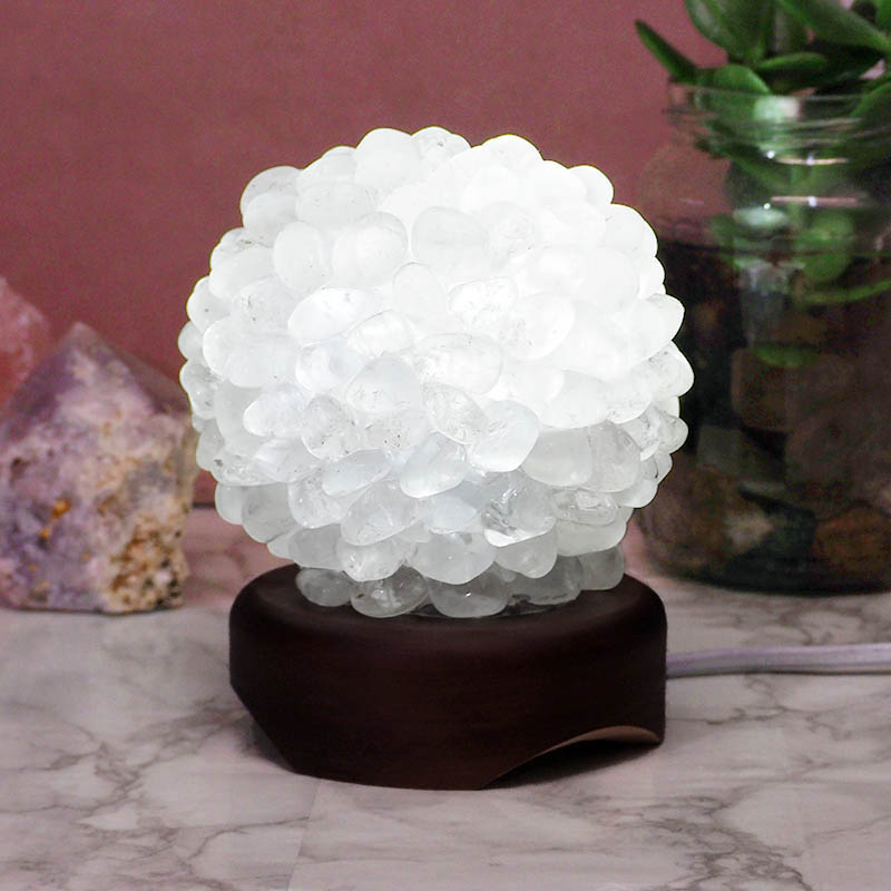 Crystal Ball Lamp with Timber Base