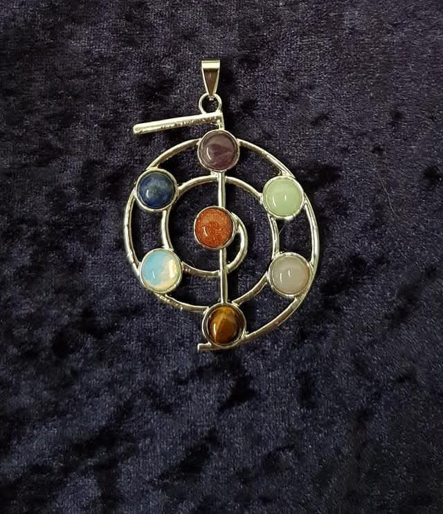 Chakra Pendants with a Black Band Necklace