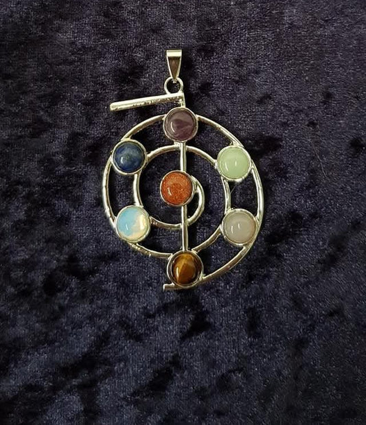 Chakra Pendants with a Black Band Necklace