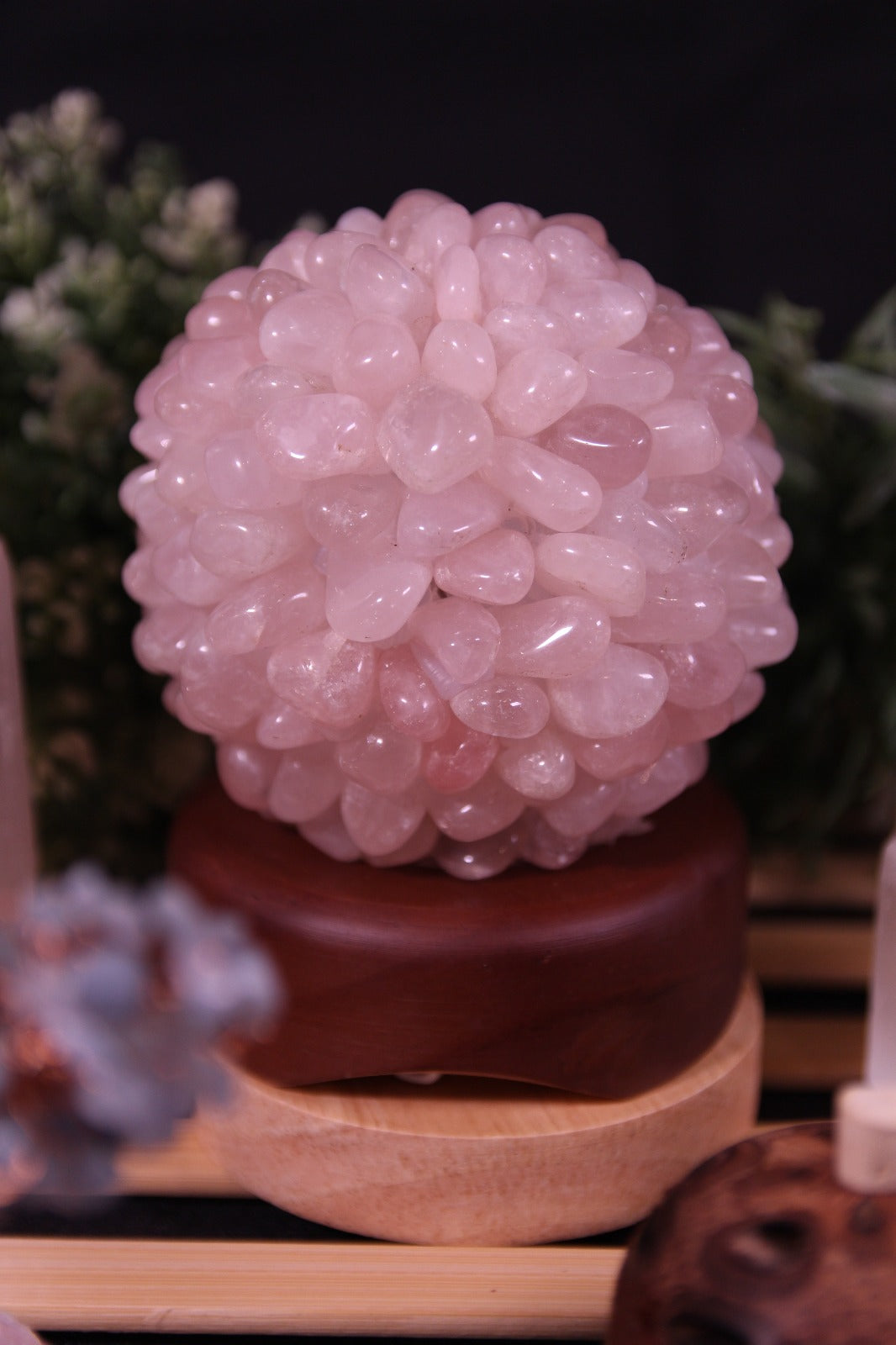 Crystal Ball Lamp with Timber Base