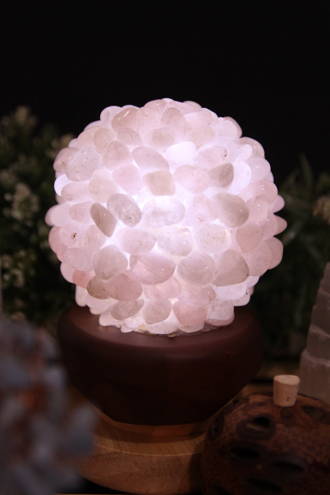 Crystal Ball Lamp with Timber Base