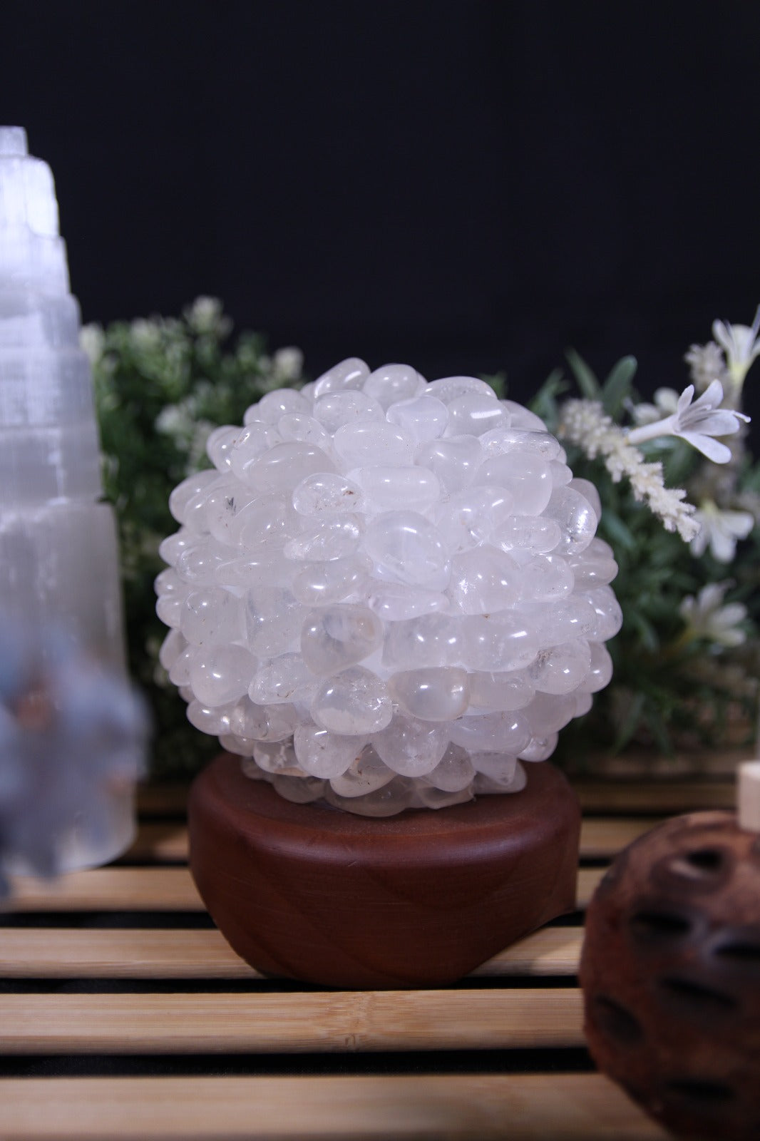 Crystal Ball Lamp with Timber Base