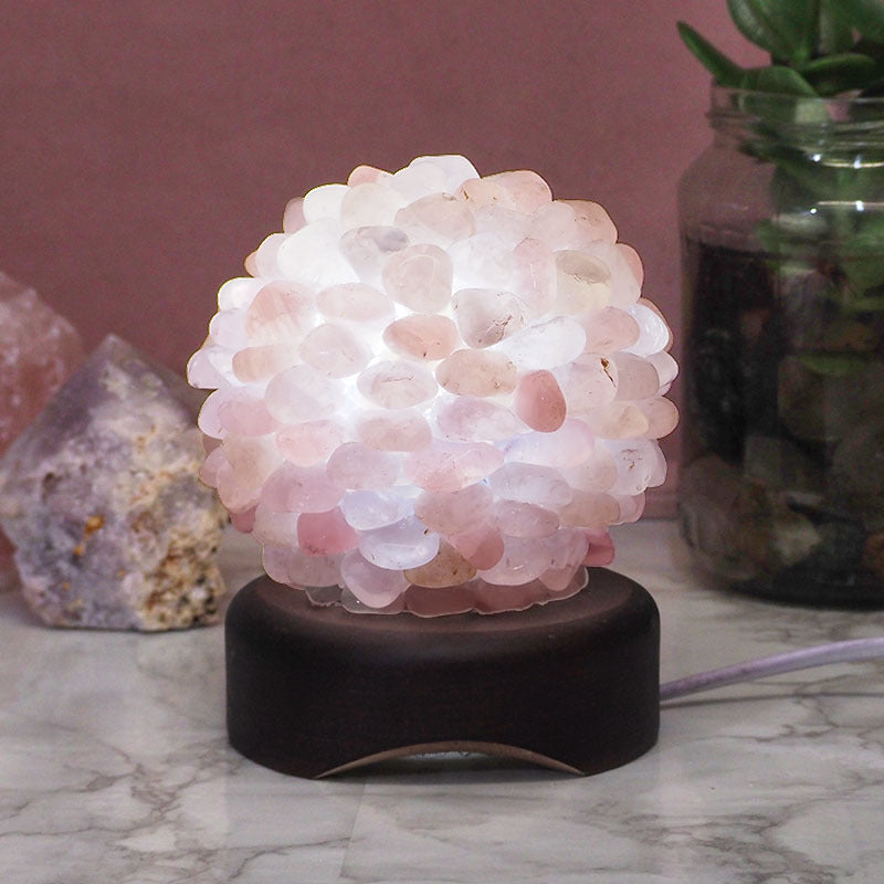 Crystal Ball Lamp with Timber Base