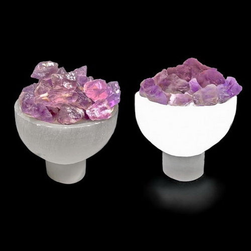Selenite Fire Bowl Lamps