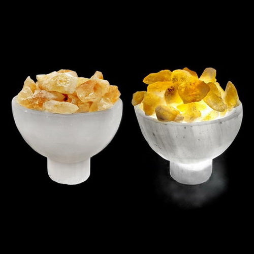 Selenite Fire Bowl Lamps