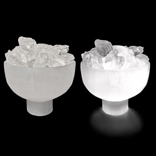Selenite Fire Bowl Lamps