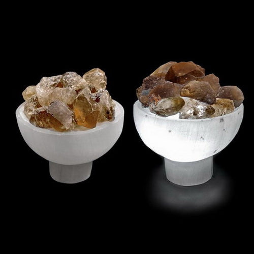 Selenite Fire Bowl Lamps