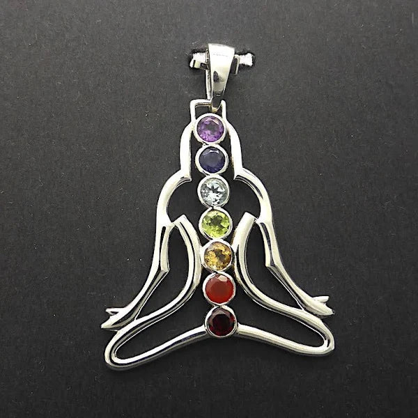 Chakra Pendants with a Black Band Necklace